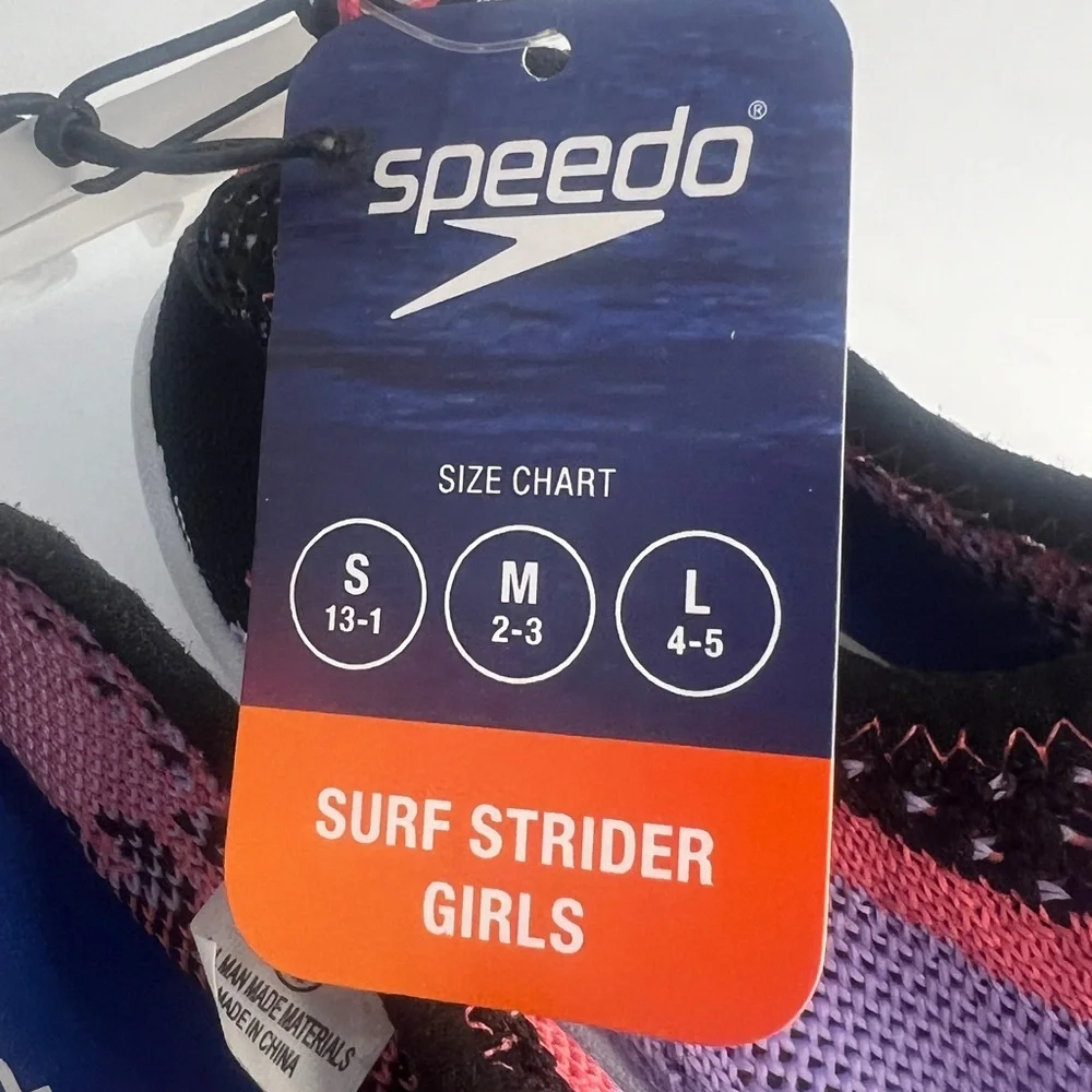 NWT Speedo Junior Girls' Surf Strider Water Shoe, Lavender/Pink Sizes M and L